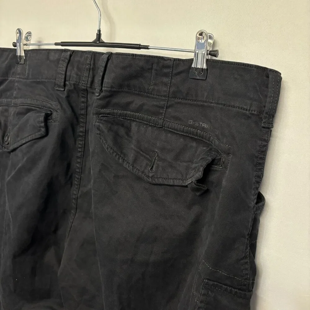G-Star Raw Men Roxic Straight Tapered Cargo Pants Size 38x32 Black C132 -15